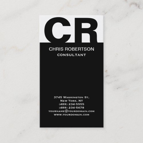 Monogram Black White Consultant Business Card