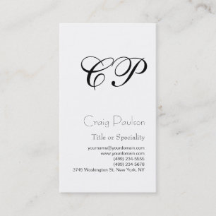 Monogram Black White Consultant Business Card