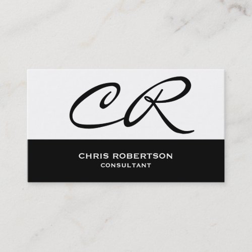 Monogram Black White Consultant Business Card