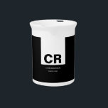 Monogram Black White Create Custom Gift Beverage Pitcher<br><div class="desc">It will immediately attract attention with its minimalist and modern design.</div>