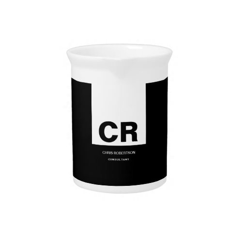 Monogram Black White Create Custom Gift Beverage Pitcher