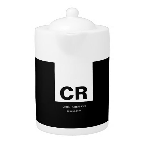 Monogram Black White Create Custom Gift Teapot