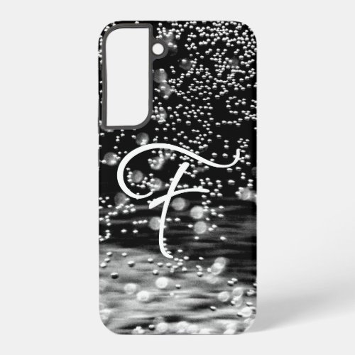 Monogram Black White Elegant Water Bubbles Samsung Galaxy S22 Case