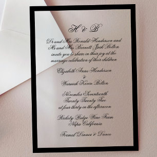 Monogram Black & White Formal Frame Wedding Acrylic Invitations