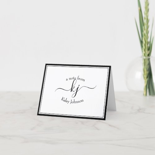 Monogram Black White From The Desk Of Note Card