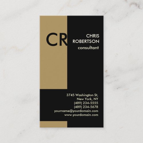 Monogram Black White Gold Business Card