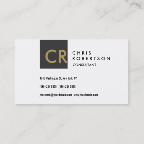 Monogram Black White Gold Business Card