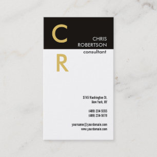 Monogram Black White Gold Plain Business Card