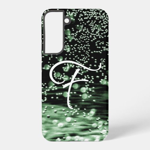 Monogram Black White Green Elegant Water Bubbles Samsung Galaxy S22 Case