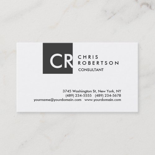 Monogram Black White Grey Business Card