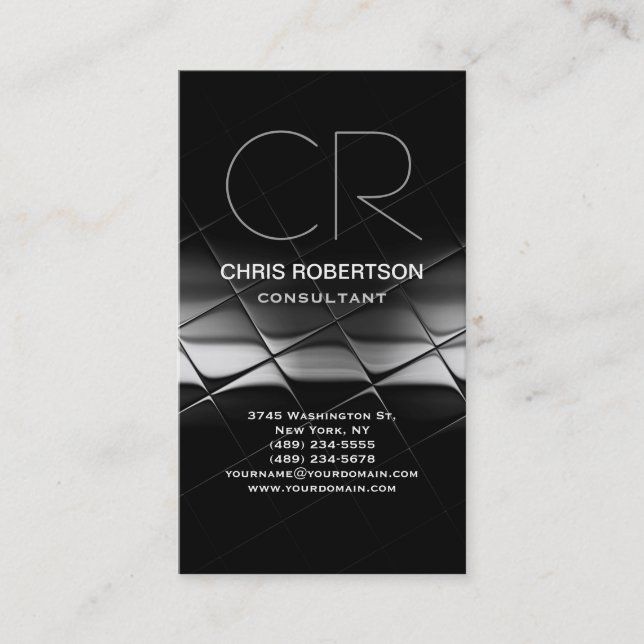 Monogram Black White Grey Consultant Business Card (Front)