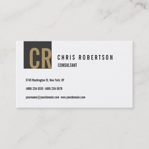 Monogram Black White Grey Gold Stylish Business Card