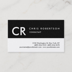 Monogram Black White Grey Texture Business Card