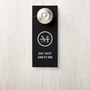 Monogram Black white Hotel Guest do not disturb Door Hanger