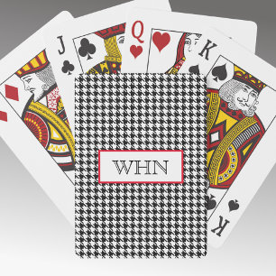 Monogram Black & White Houndstooth, Deck of Poker Cards