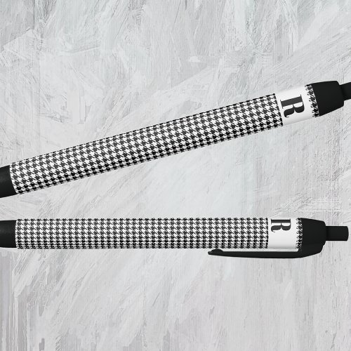 Monogram | Black White Houndstooth Pattern Ink Pen