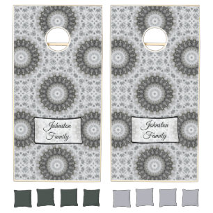 Monogram Black & White  Mandala Bean Bag Corn Hole Cornhole Set