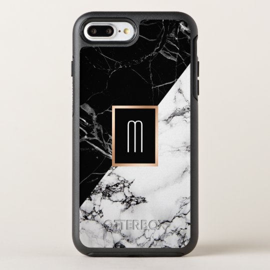 Monogram Black White Marble Texture Fashion Look Otterbox Iphone
