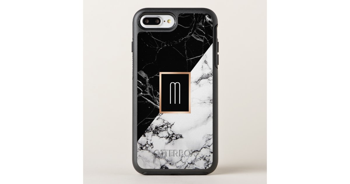 Monogram Black White Marble Texture Fashion Look Otterbox Iphone