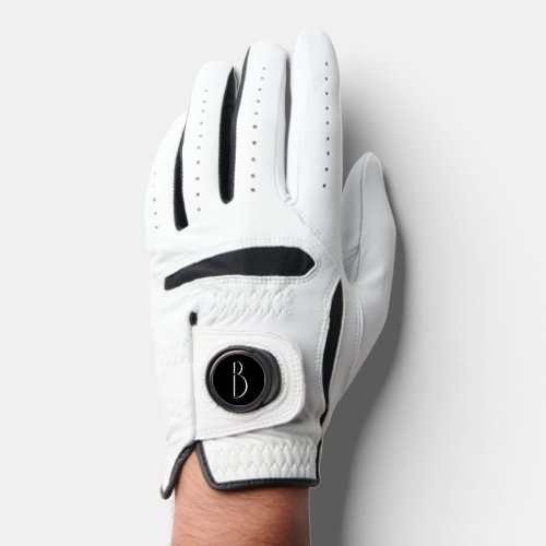 Monogram Black White Minimal Modern Typography Golf Glove