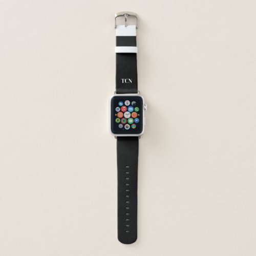 Monogram Black White Minimalist Gift for Him Her Apple Watch Band