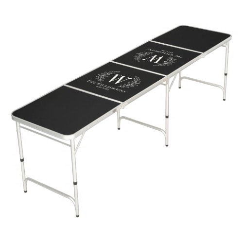 Monogram Black White Modern Beer Pong Table