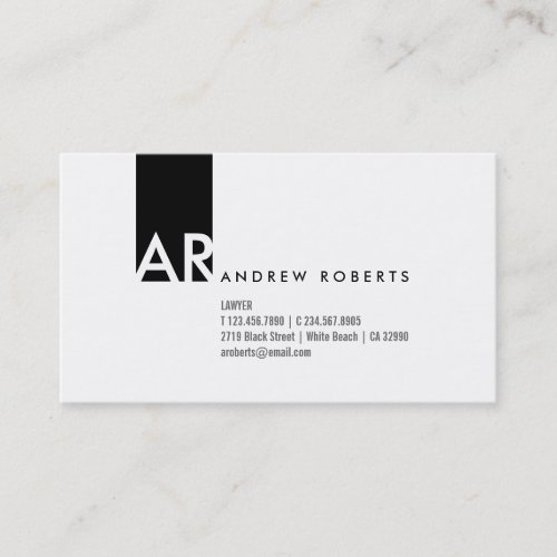 Monogram Black White Modern Business Card