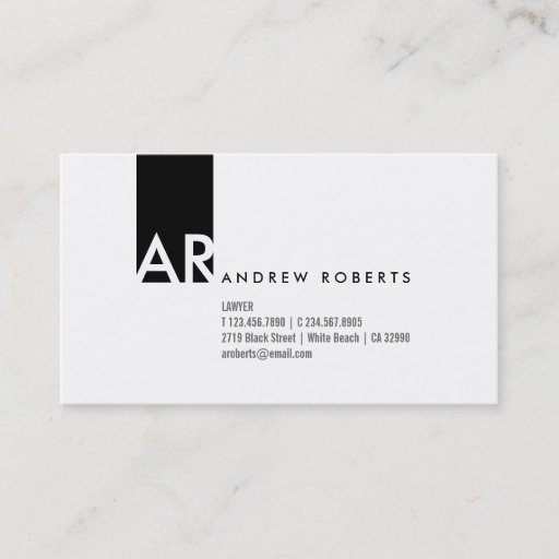 Customizable Monogram Black White Modern Business Card