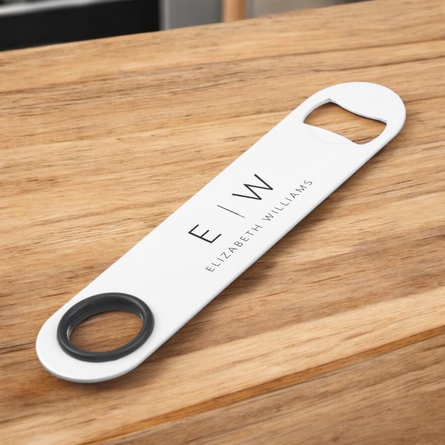 Monogram Black White Modern Minimalist Elegant Bar Key (Creator Uploaded)