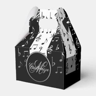 Monogram Black & White Musical Stripes Gable Box