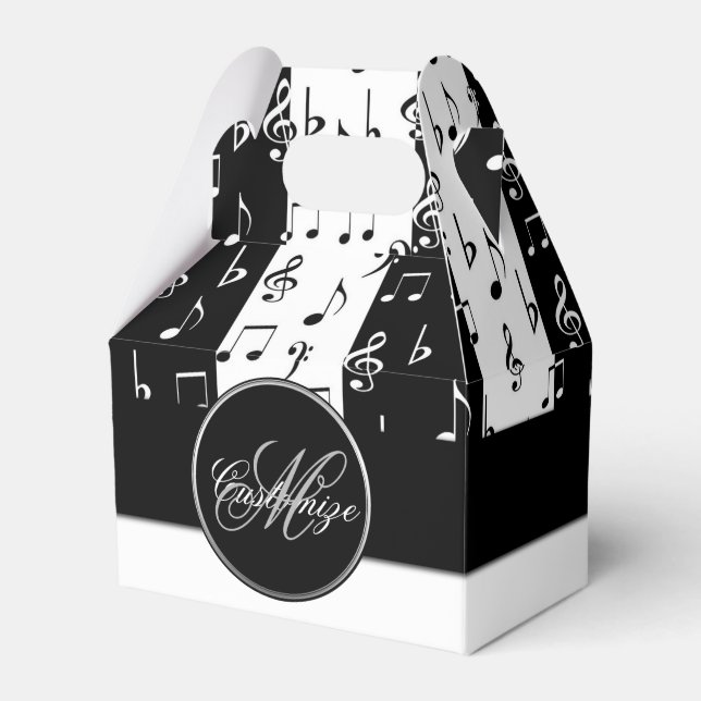 Monogram Black & White Musical Stripes Gable Box 2 (Front Side)