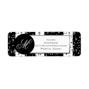 Monogram Black & White Musical Stripes Labels 2