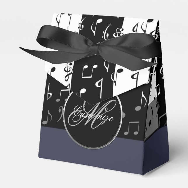 Monogram Black & White Musical Stripes Tent Box 2 (Front Side)