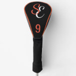 Monogram Black White Orange Club Type Golf Head Cover