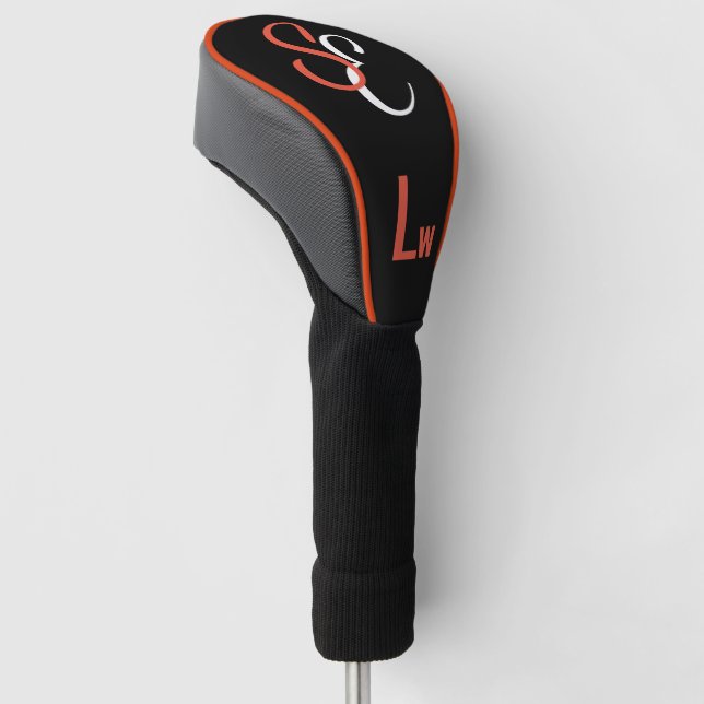 Monogram Black White Orange Lw Golf Head Cover (Angled)