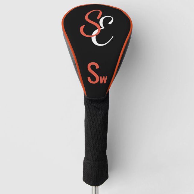Monogram Black White Orange Sw Golf Head Cover (Front)