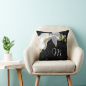 Monogram Black/White Orchid Throw Pillow (Chair)