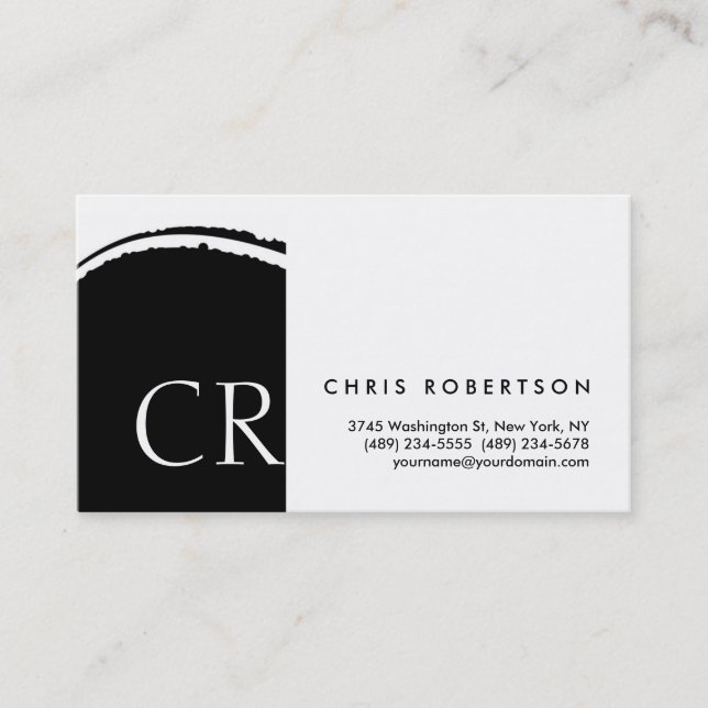 Monogram Black White Pattern Business Card (Front)