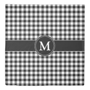 Monogram Black & White Pattern Checked Gingham Duvet Cover