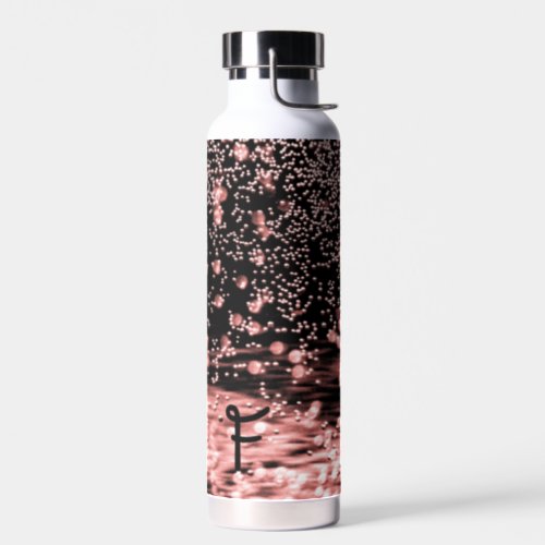 Monogram Black White Peach Elegant Water Bubble Water Bottle