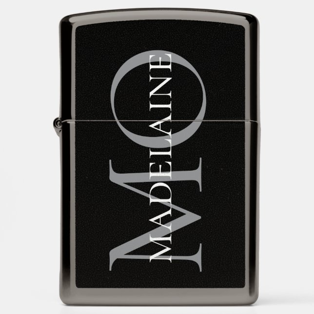  Monogram Black White Personal  Zippo Lighter (Front)