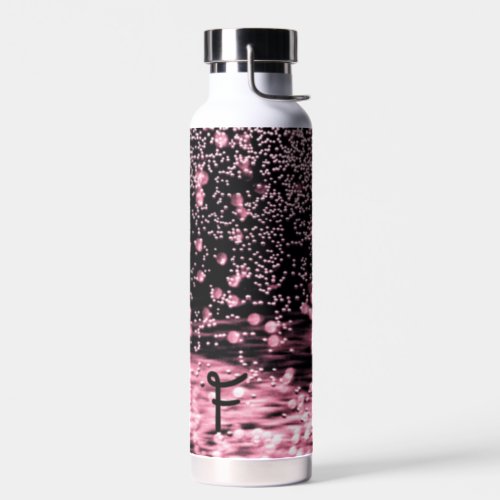 Monogram Black White Pink Elegant Water Bubble Water Bottle