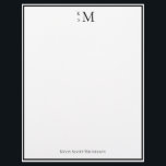 Monogram Black White Professional Elegant  Letterhead<br><div class="desc">A simple black and white professional note card for your business or personal correspondence. Add your last name initial to the larger initial and your first and middle initials to the smaller initials. There is a space at the bottom for your name. Can also be used for couples. Add both...</div>