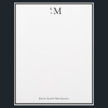 Monogram Black White Professional Elegant  Letterhead<br><div class="desc">A simple black and white professional note card for your business or personal correspondence. Add your last name initial to the larger initial and your first and middle initials to the smaller initials. There is a space at the bottom for your name. Can also be used for couples. Add both...</div>