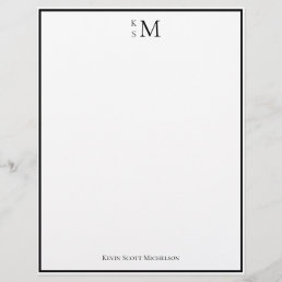Monogram Black White Professional Elegant  Letterhead