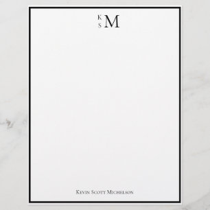 Monogram Black White Professional Elegant  Letterhead