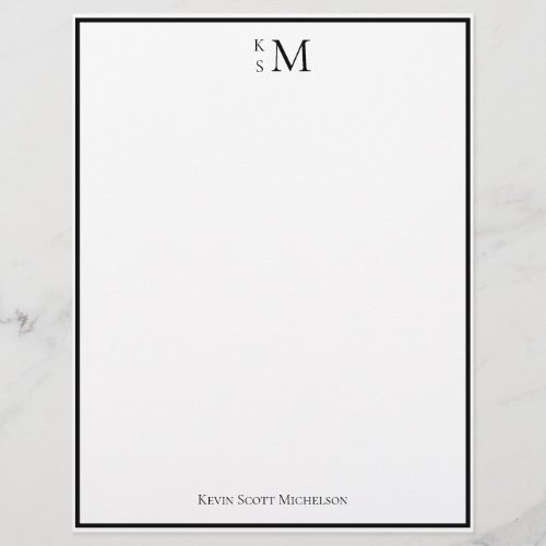 Monogram Black White Professional Elegant  Letterhead