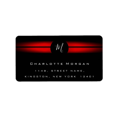 Monogram Black White  Red Modern Lux VIP RSVP Label