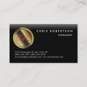 Monogram Black White Red Pattern Business Card