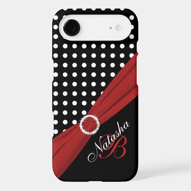 Monogram Black White Red Polka Dots iPhone 6 case (Back)